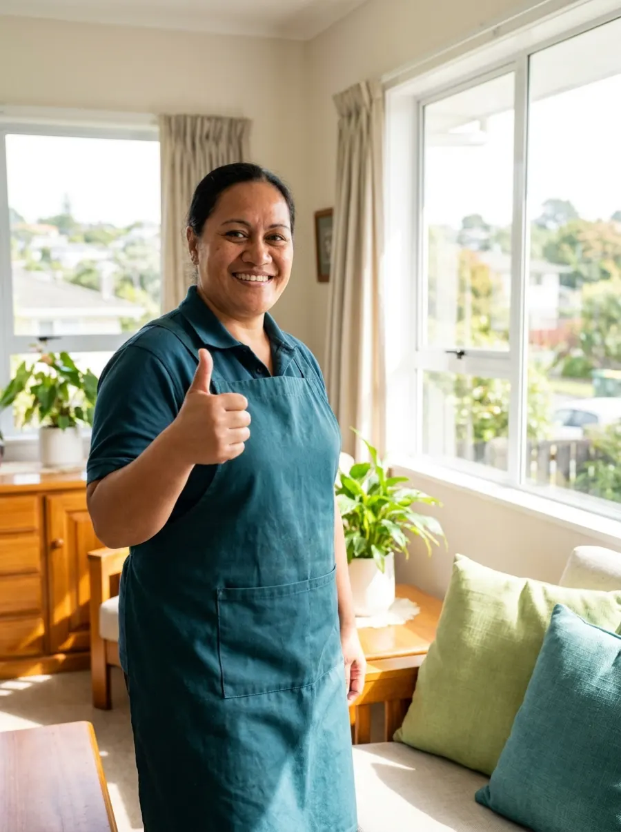 Tidy Kiwi cleaner in a spotless Auckland home
