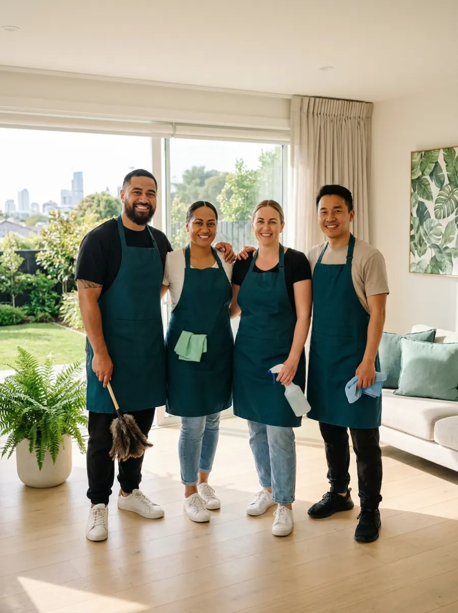 The Tidy Kiwi cleaning team in an Auckland home